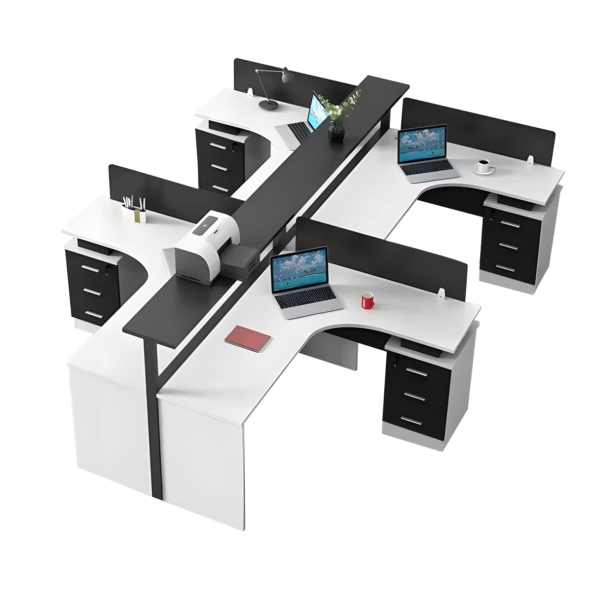 Employee Desk Minimalist Melamine Top Scratch Resistant Steel Legs