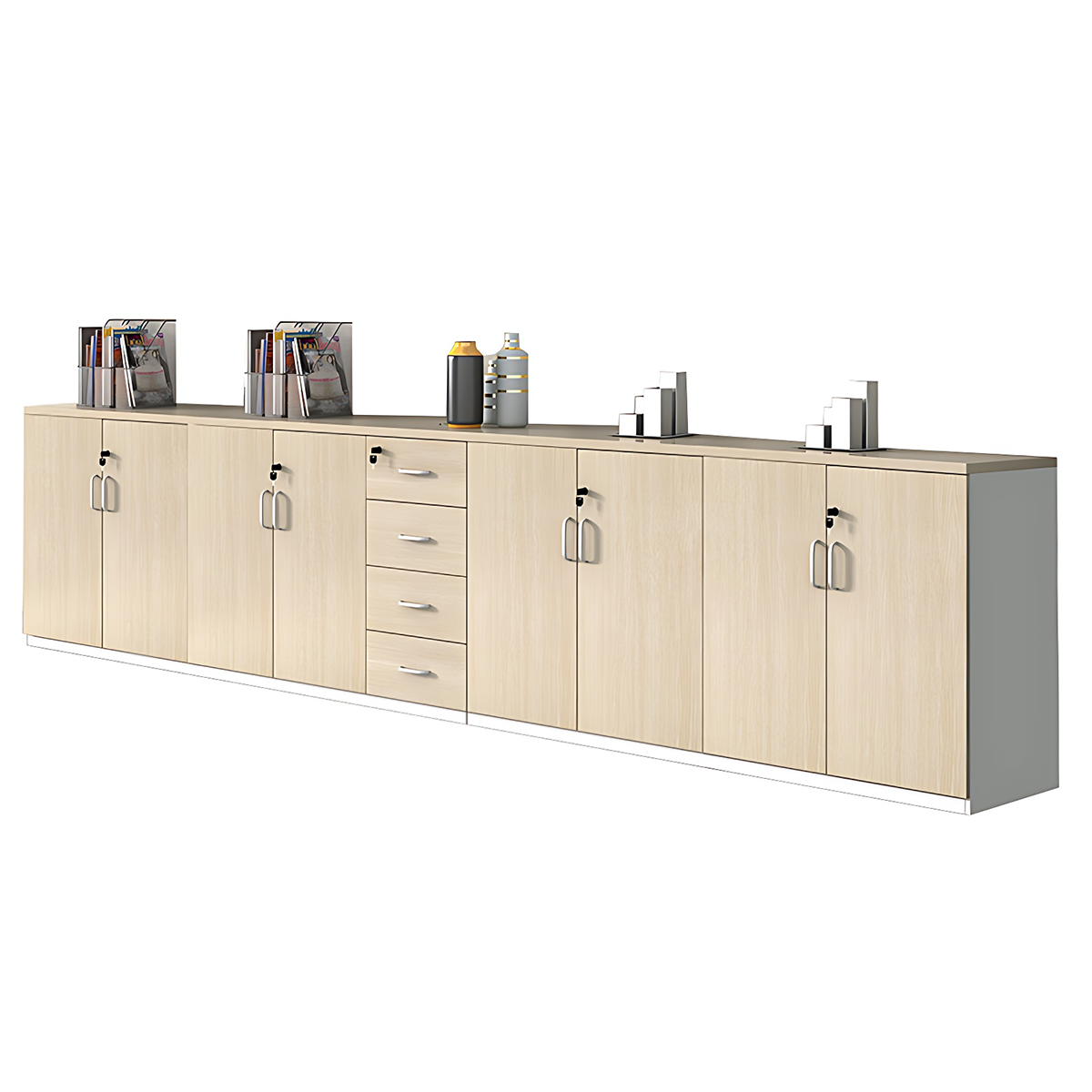 Minimalist Functional Storage Cabinet with Shelves and Drawers