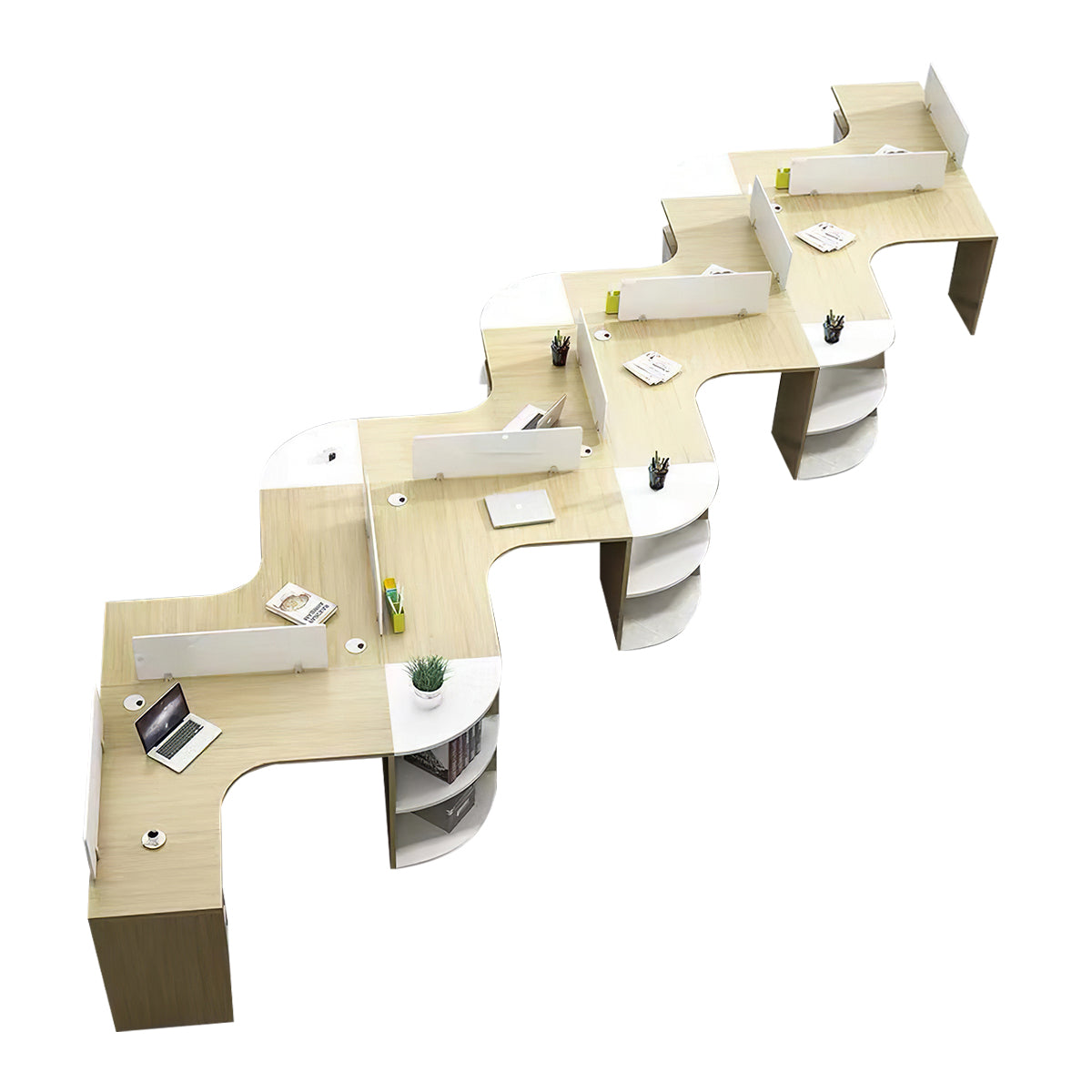 Modern Corner Shaped Employee Office Desk with Partition Panel