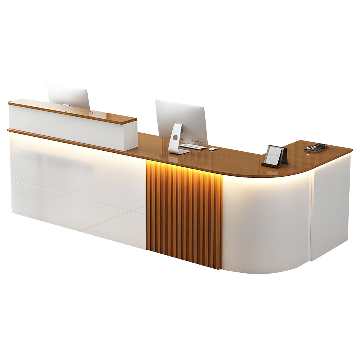 L-Shaped White Office Reception Desk and Store Counter