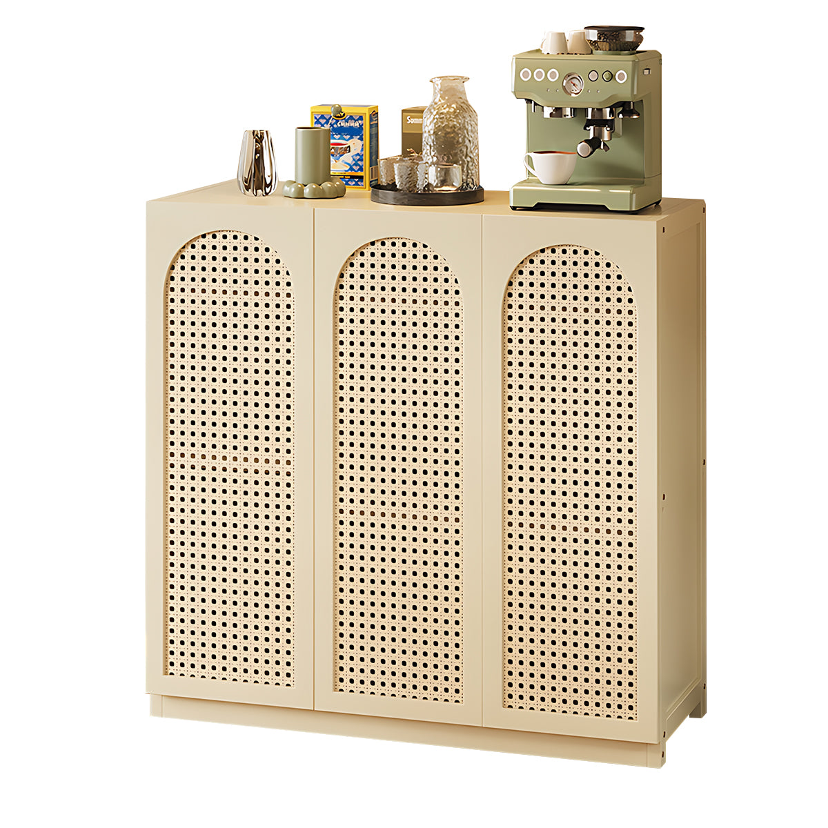 Eco-Friendly Bamboo Sideboard with Flip-Top Drawers and Storage Compartments
