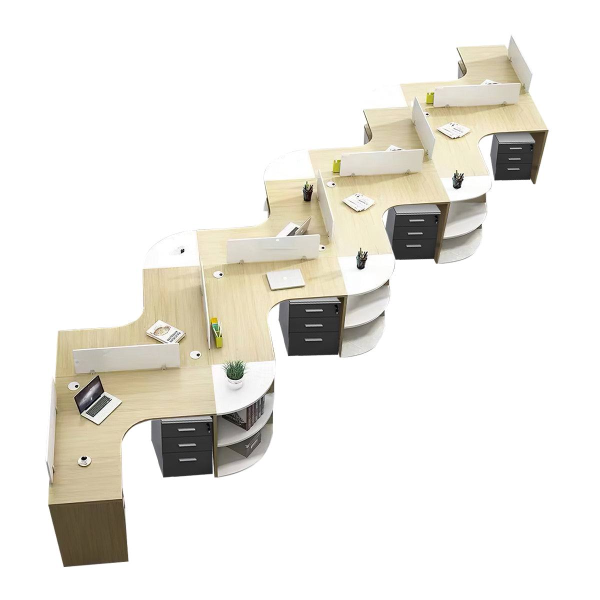 Modern Corner Shaped Employee Office Desk with Partition Panel