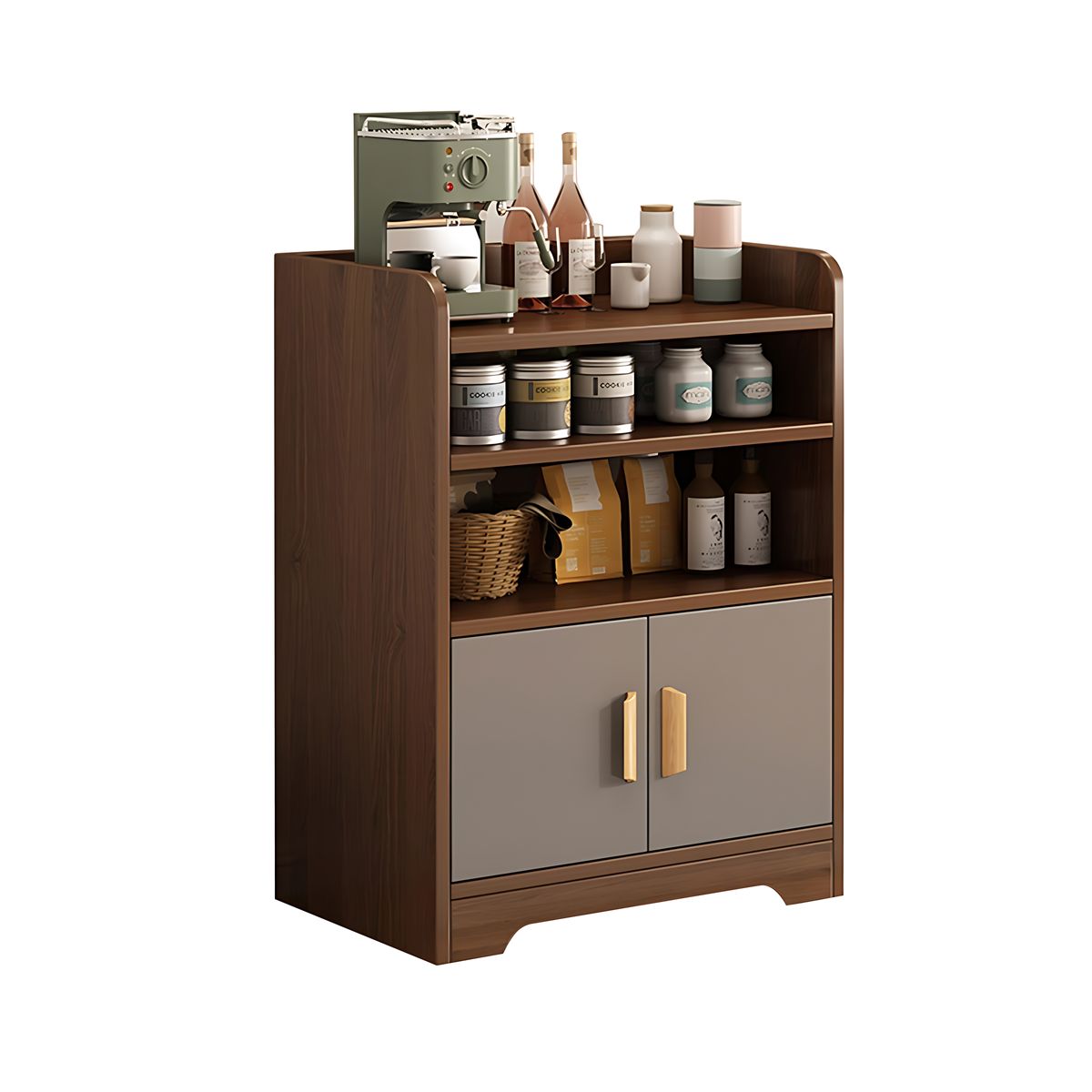 Refined Scratch-Resistant Sideboard with Open Storage and Drawers
