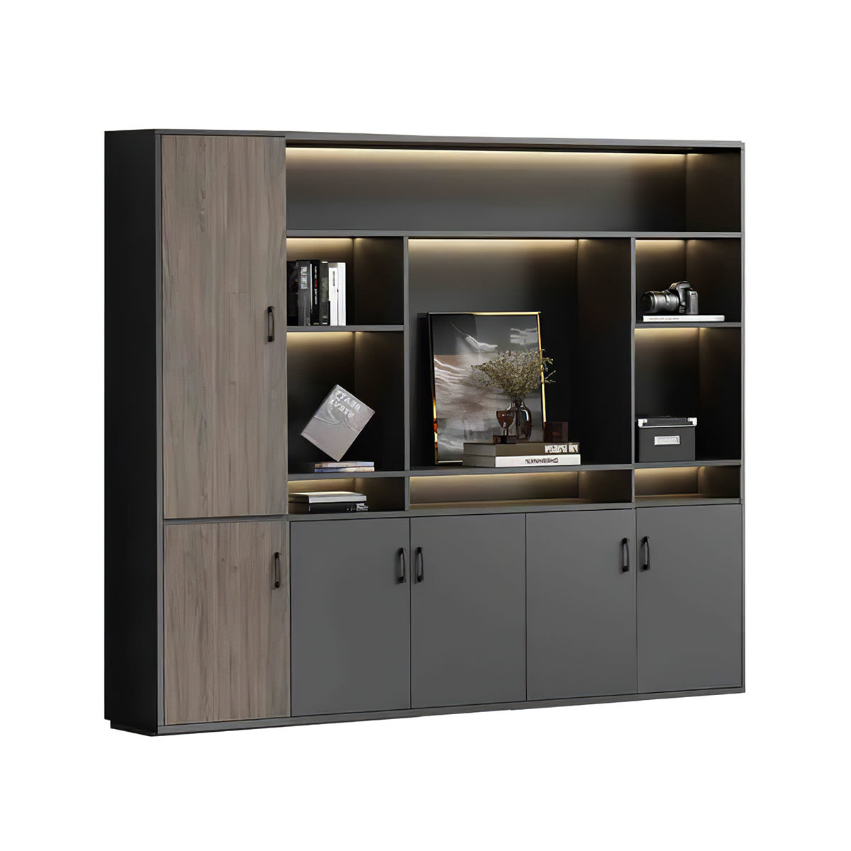 Premium Chic Storage Cabinet with Open & Enclosed Compartments