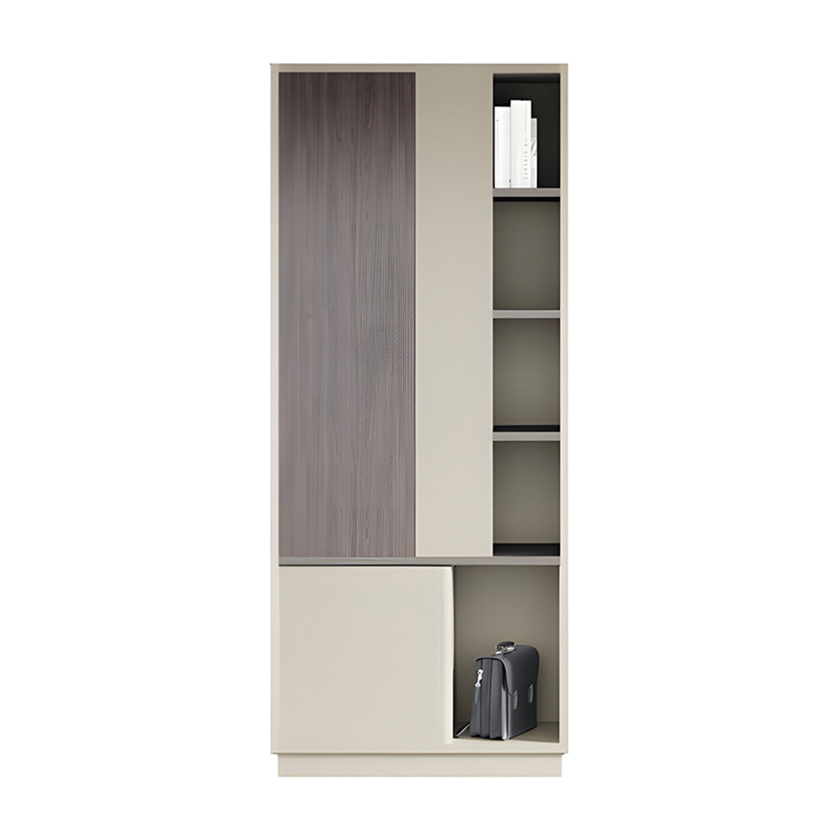 Elegant Storage Cabinet with Soft Lighting Strip and Open Storage