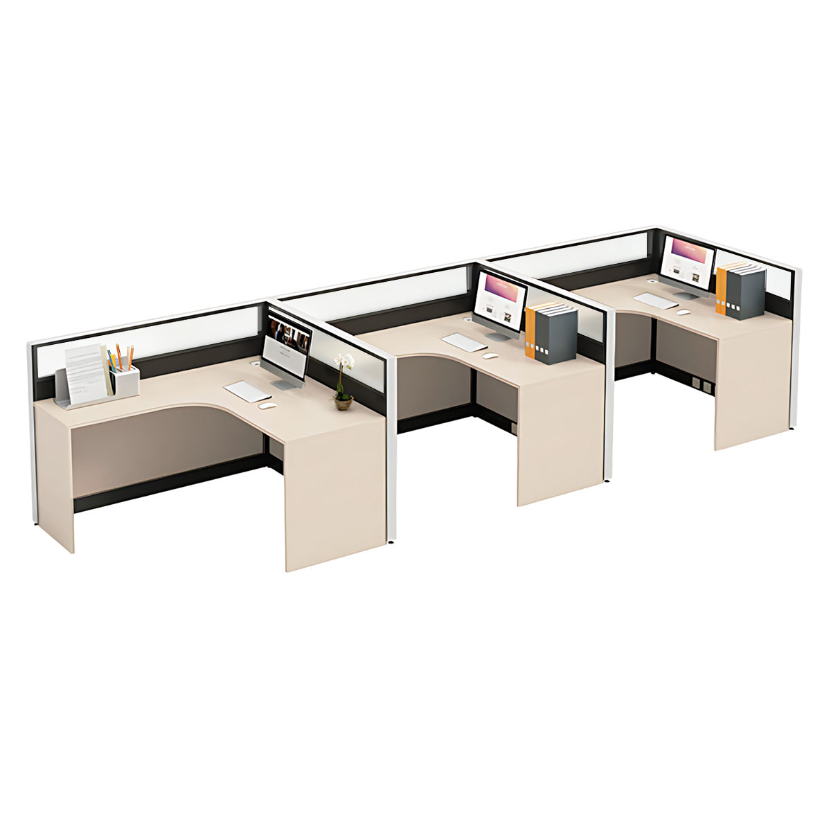 Modern Minimalist L-Shaped Office Desk 49–149 in Wide with Cable Management, Lockable Drawers, Steel Frame & Adjustable Height