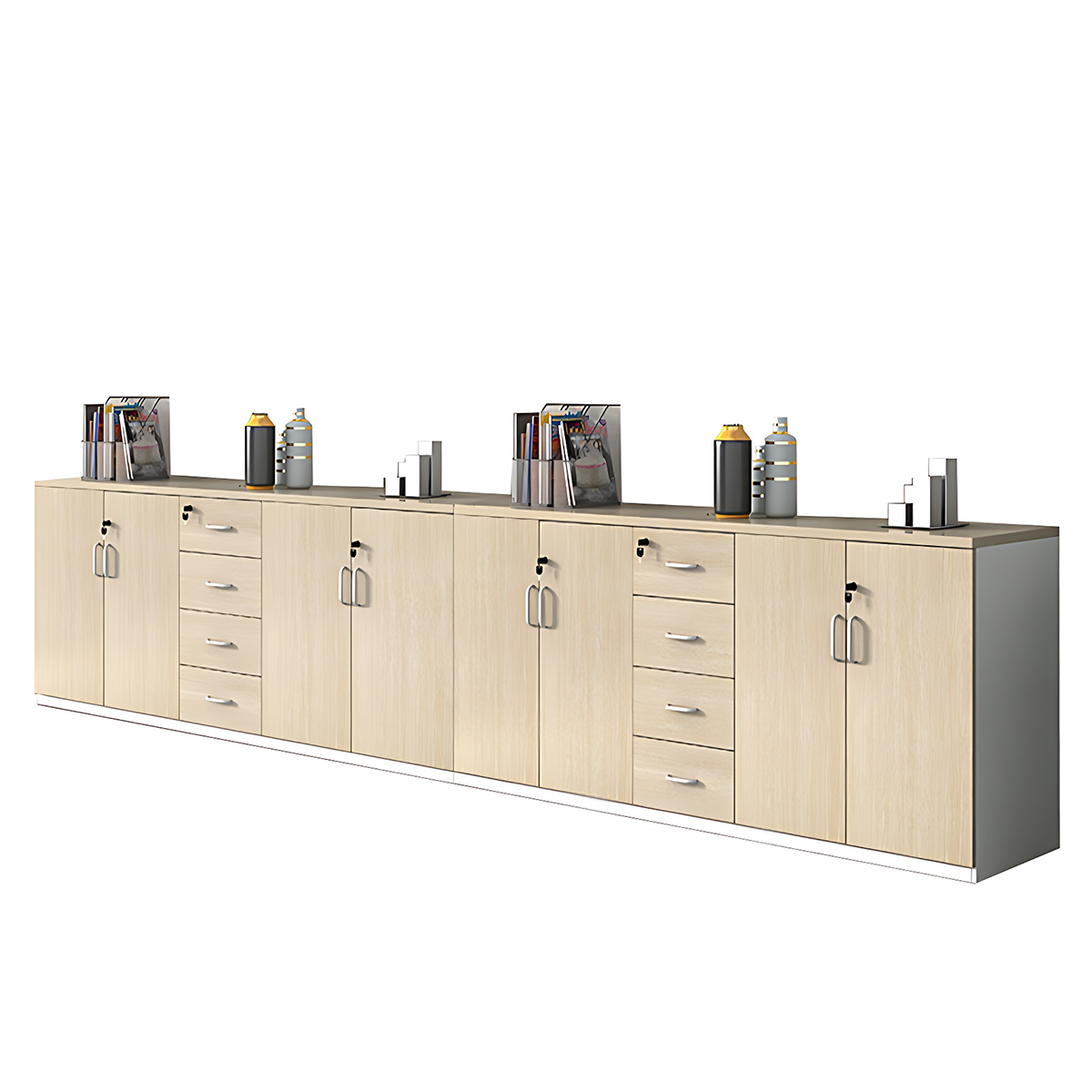 Minimalist Functional Storage Cabinet with Shelves and Drawers