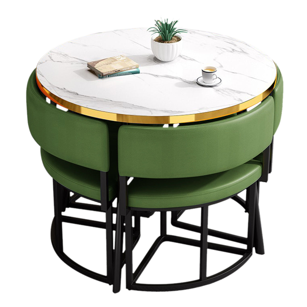 Modern Office Reception Round Table with 4 Backrest Chairs
