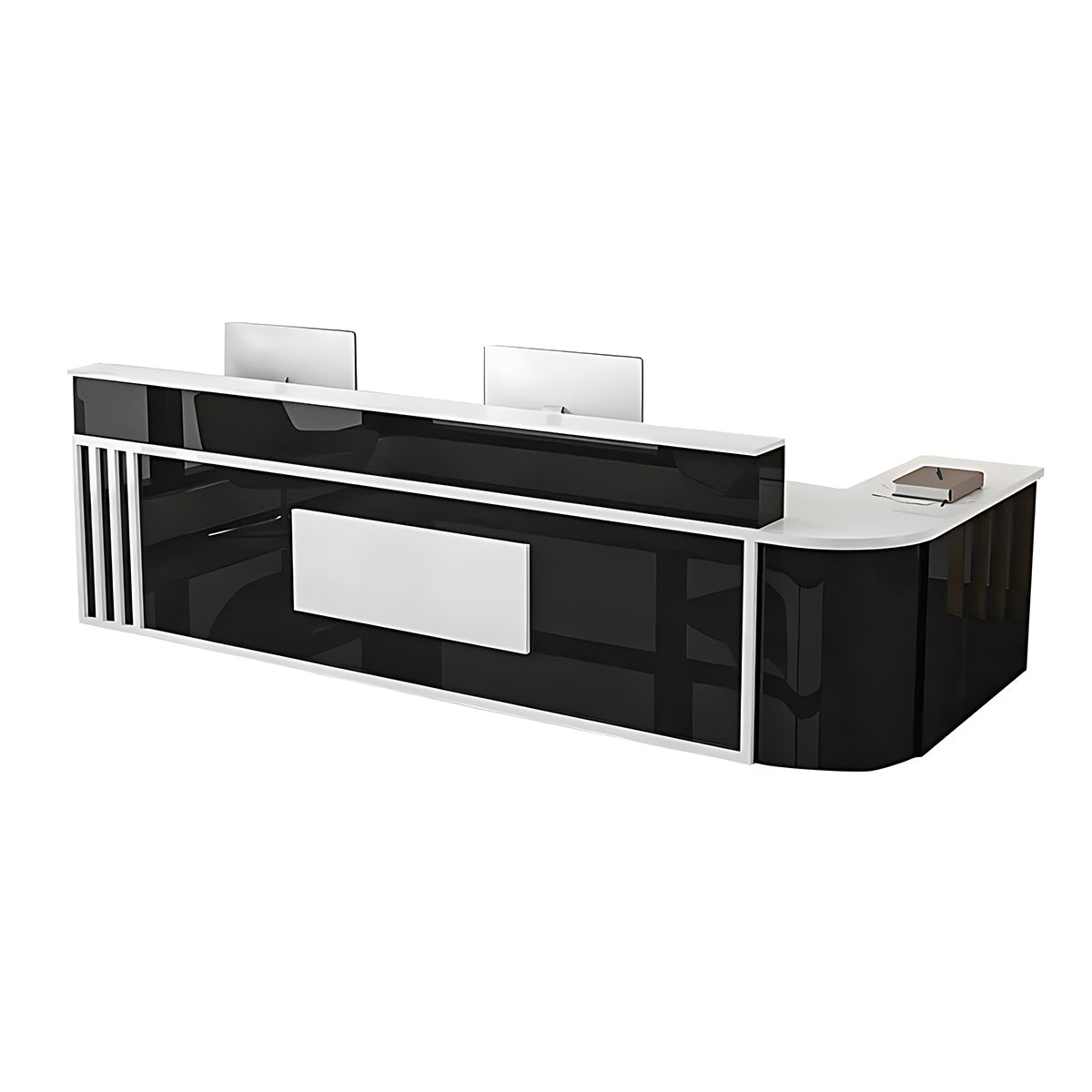 Modern Elegant Glossy Reception Desk with Corner Design