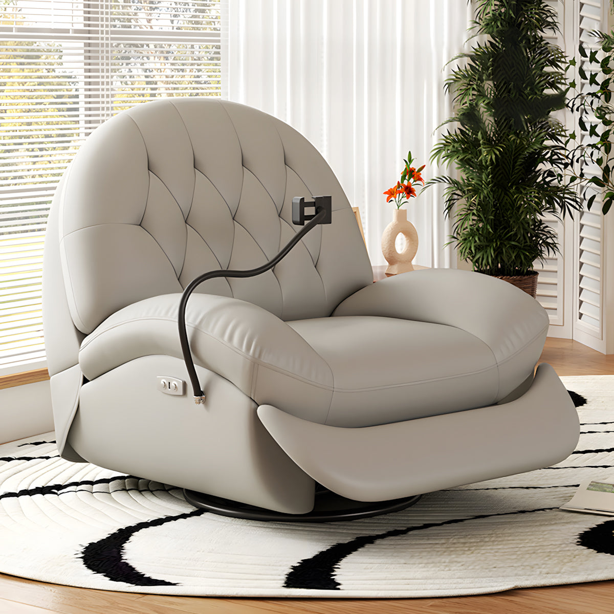 Multi-Functional Semi-Circular Backrest Recliner Sofa with Phone Holder（Stock Items）