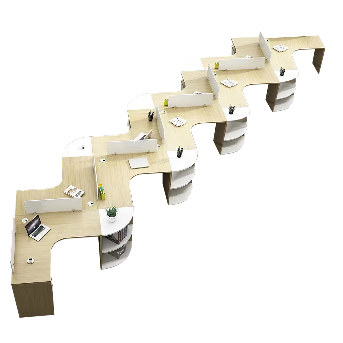 Modern Corner Shaped Employee Office Desk with Partition Panel