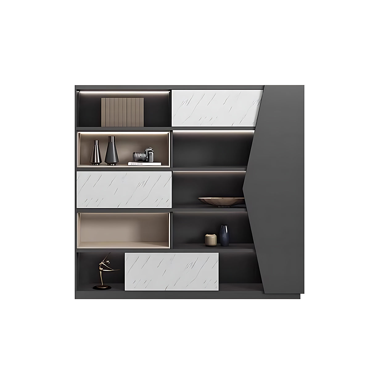 Minimalist Modern Storage Cabinet with Open and Closed Compartments