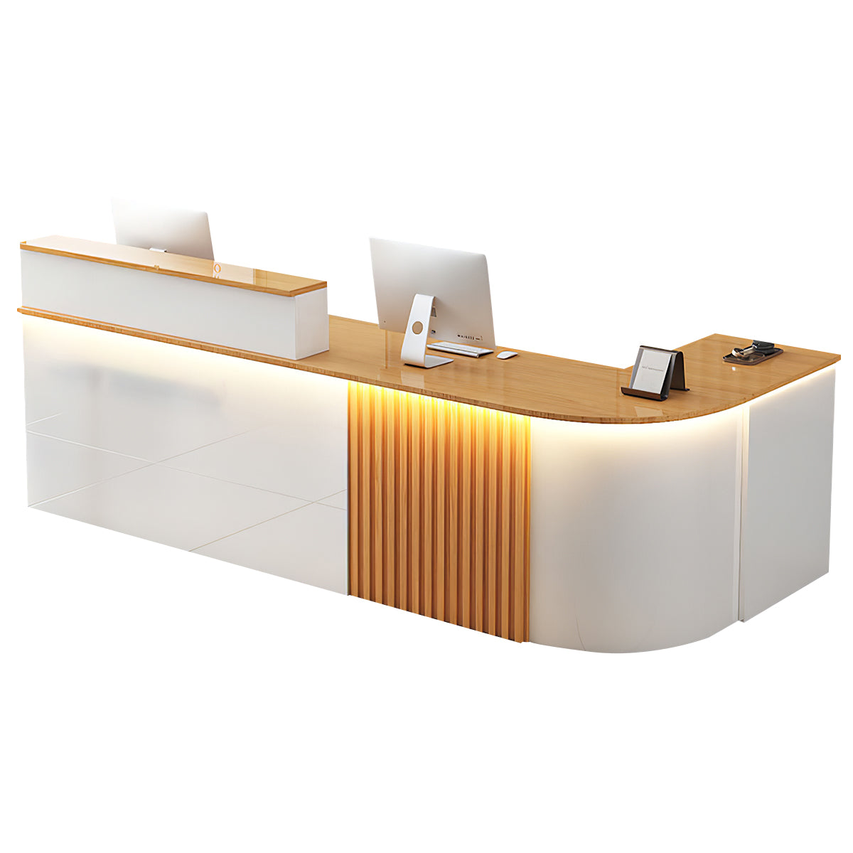 L-Shaped White Office Reception Desk and Store Counter
