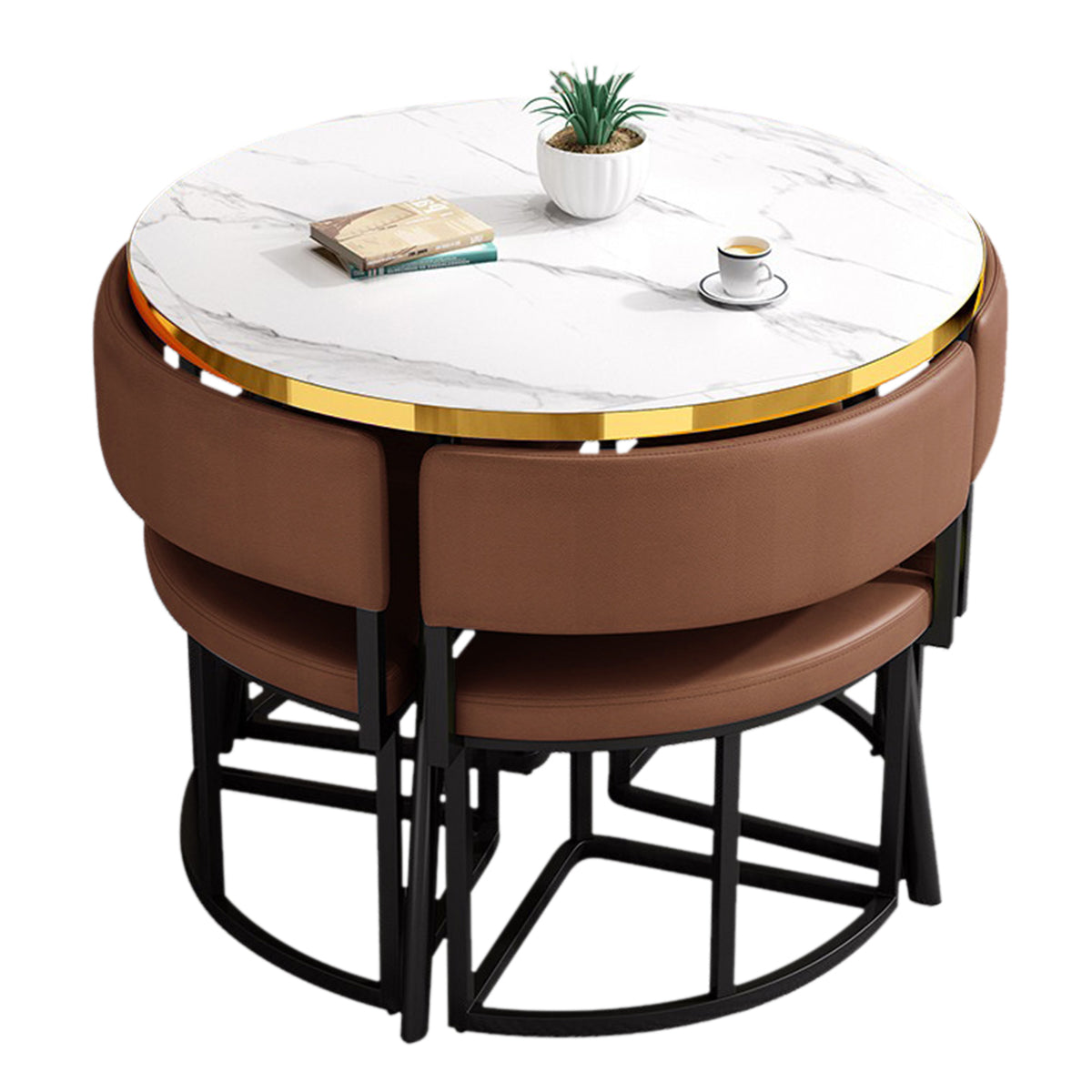 Modern Office Reception Round Table with 4 Backrest Chairs