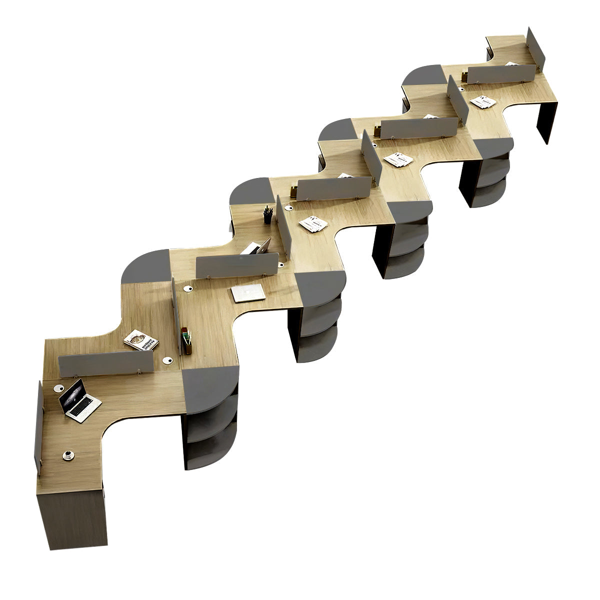 Modern Corner Shaped Employee Office Desk with Partition Panel