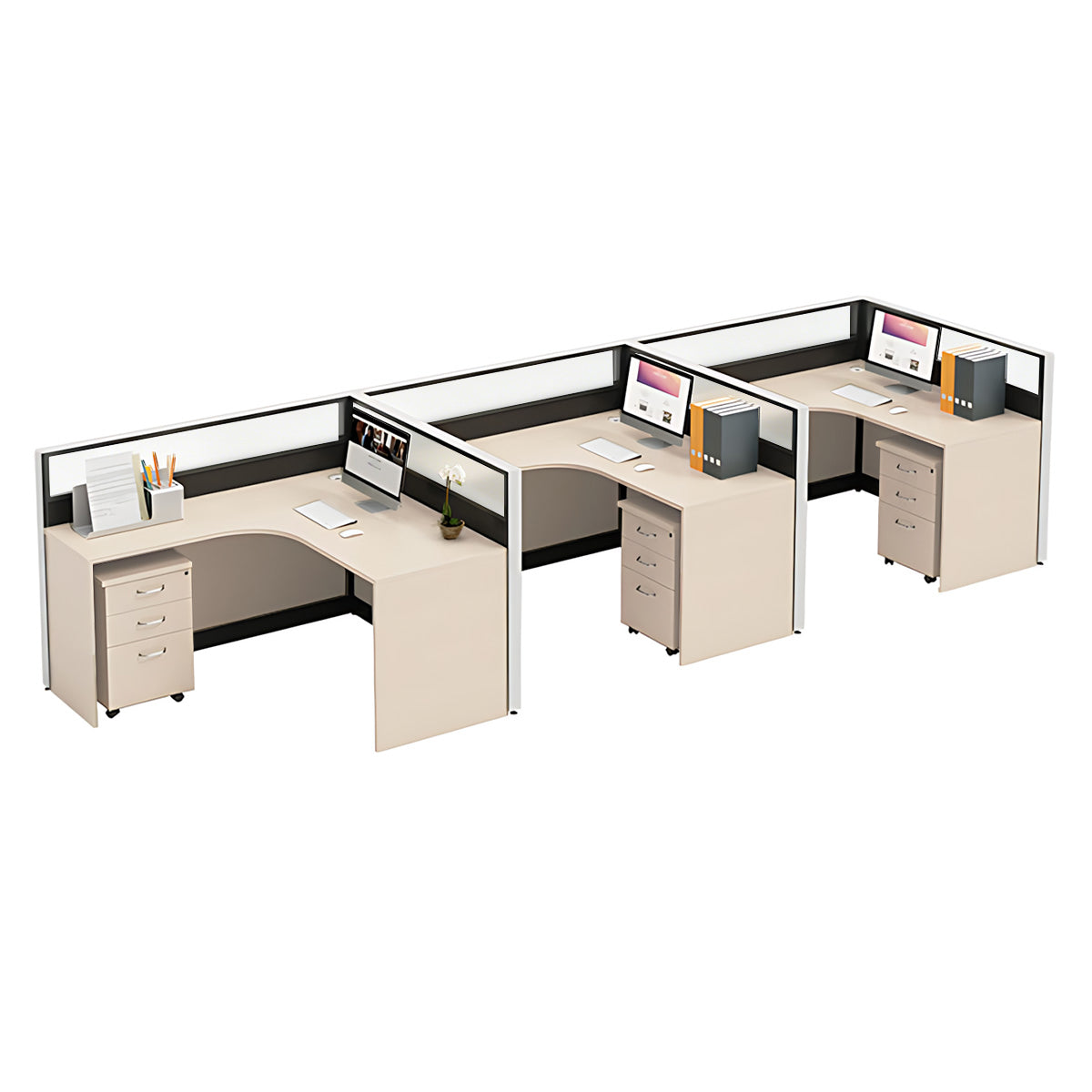Modern Minimalist L-Shaped Office Desk 49–149 in Wide with Cable Management, Lockable Drawers, Steel Frame & Adjustable Height