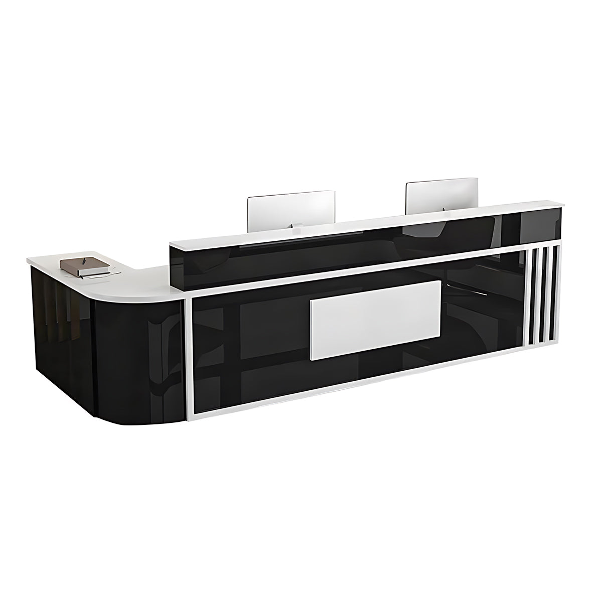 Modern Elegant Glossy Reception Desk with Corner Design