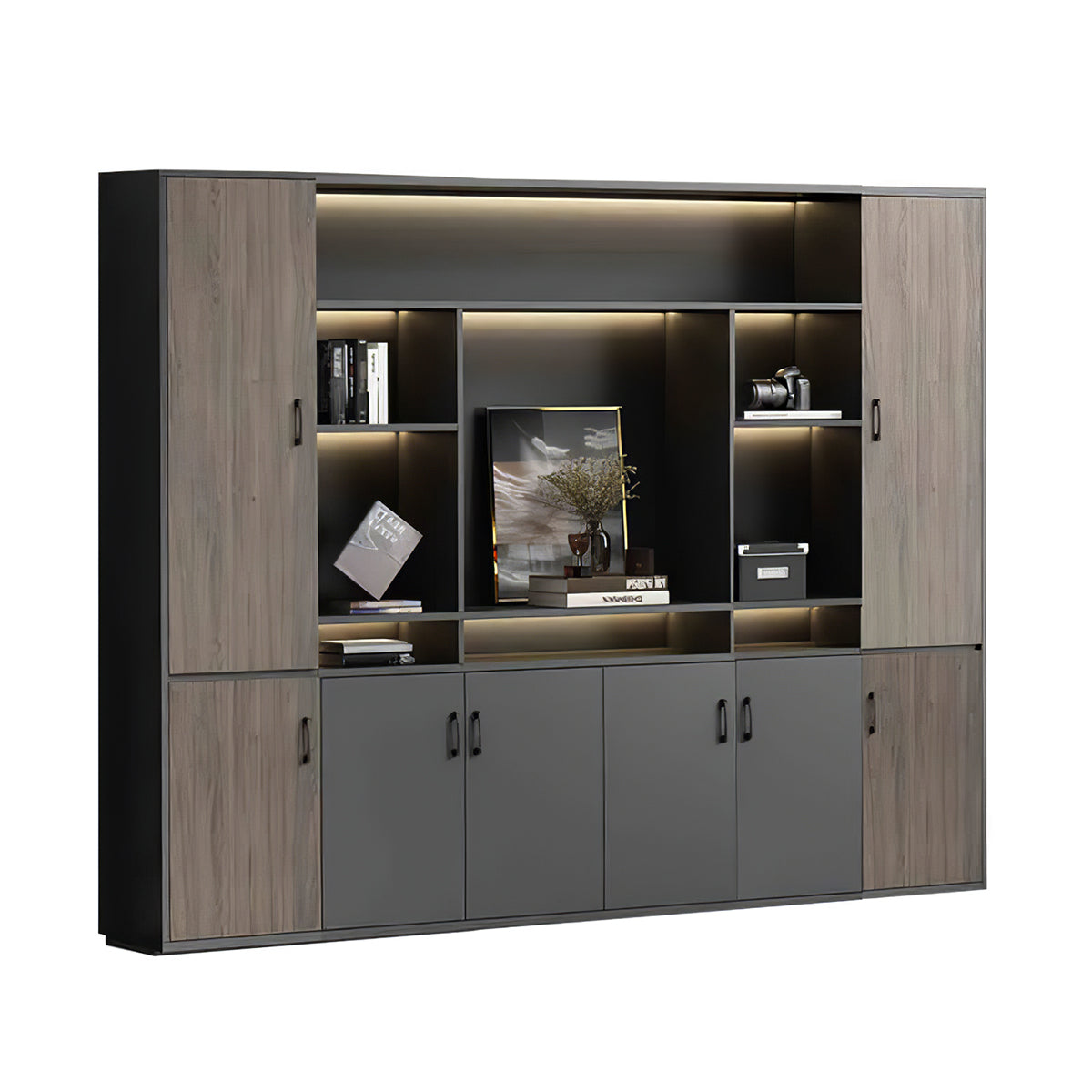 Premium Chic Storage Cabinet with Open & Enclosed Compartments
