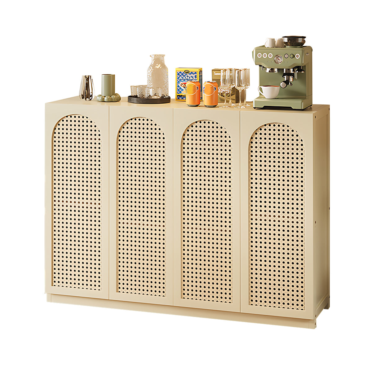 Eco-Friendly Bamboo Sideboard with Flip-Top Drawers and Storage Compartments