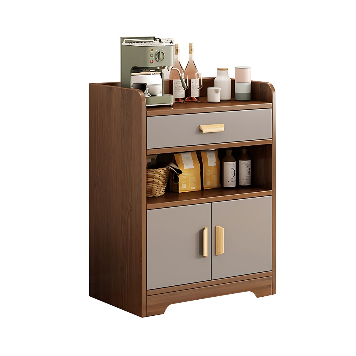 Refined Scratch-Resistant Sideboard with Open Storage and Drawers