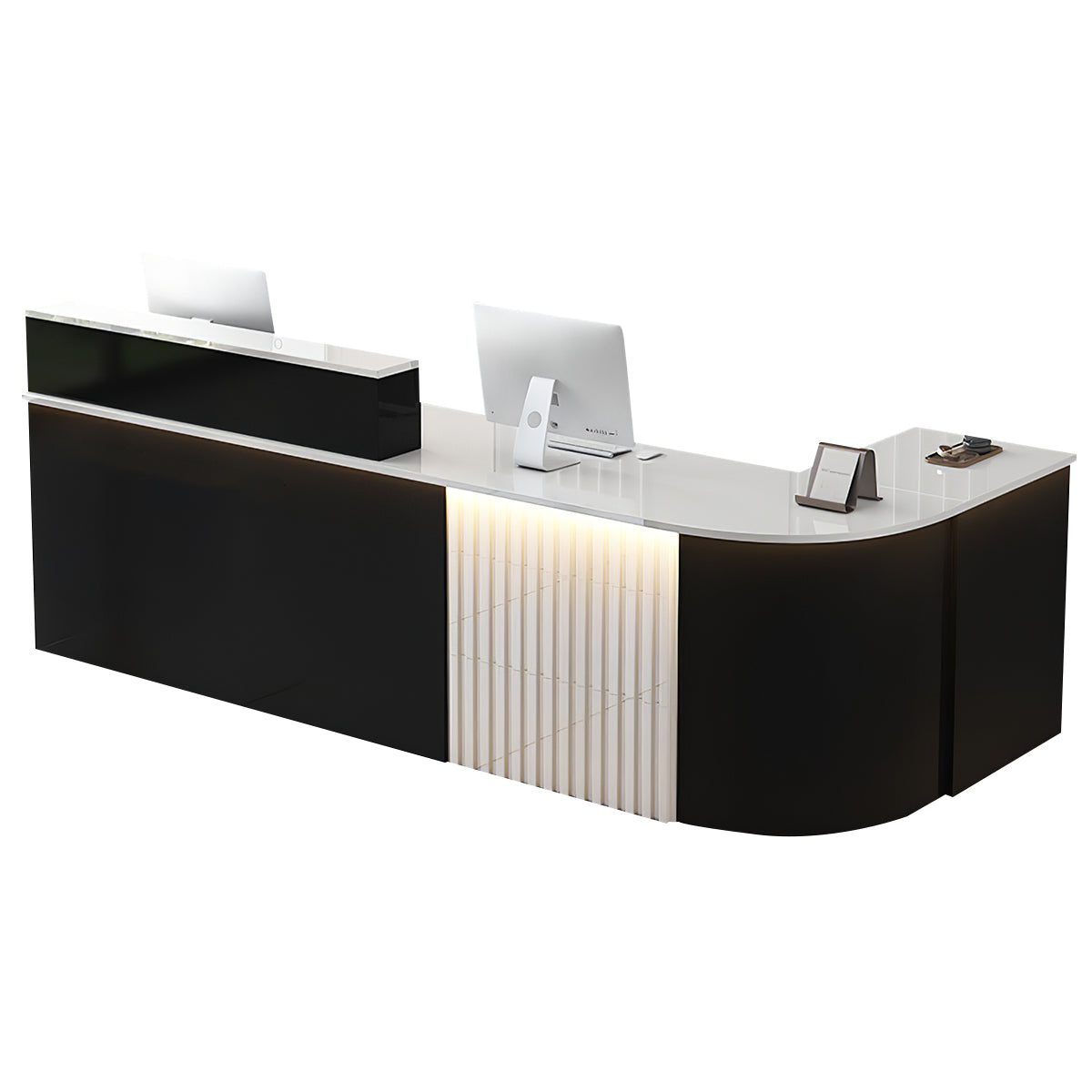 L-Shaped White Office Reception Desk and Store Counter