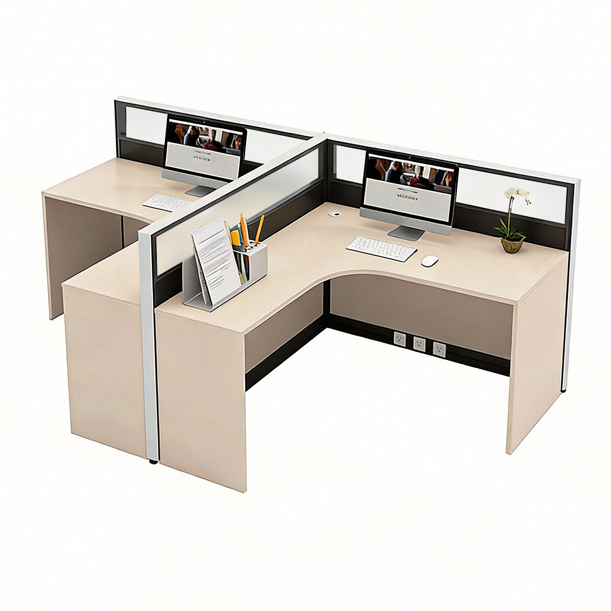 Modern Minimalist L-Shaped Office Desk 49–149 in Wide with Cable Management, Lockable Drawers, Steel Frame & Adjustable Height