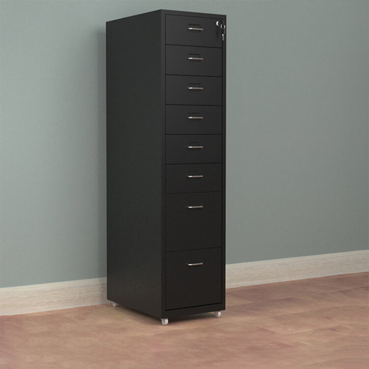 Metal Office Cabinet with Lockable Drawers for Files and Storage L11.02" x W16.14" x H42.91" Eight-Drawer / Black Metal Office Cabinet with Lockable Drawers for Files and Storage L11.02" x W16.14" x H42.91" Eight-Drawer / Black
