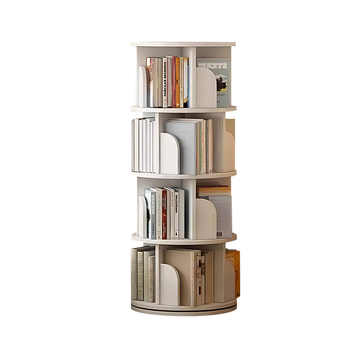 Minimalist Rotating Bookshelf, 360° Rotation, Multi-Layer Storage, Casters