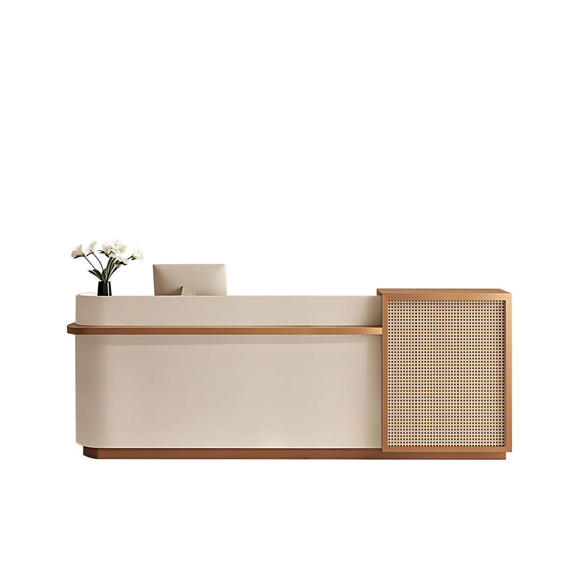 Natural Rattan Reception Desk Modern Office Furniture Storage Drawers