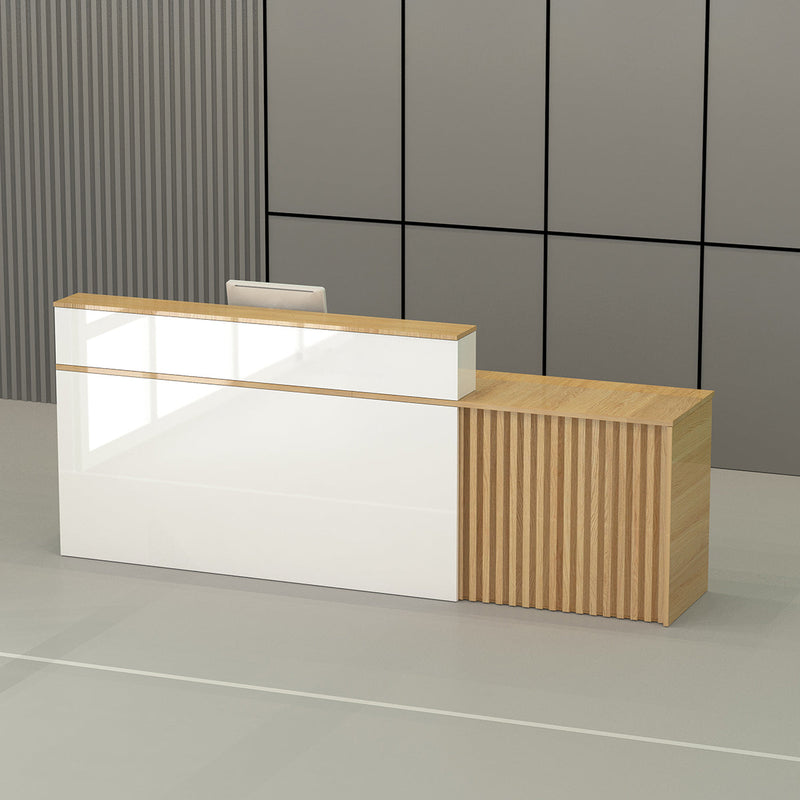 Timeless Minimalist Reception Desk with Stylish Vertical Stripes