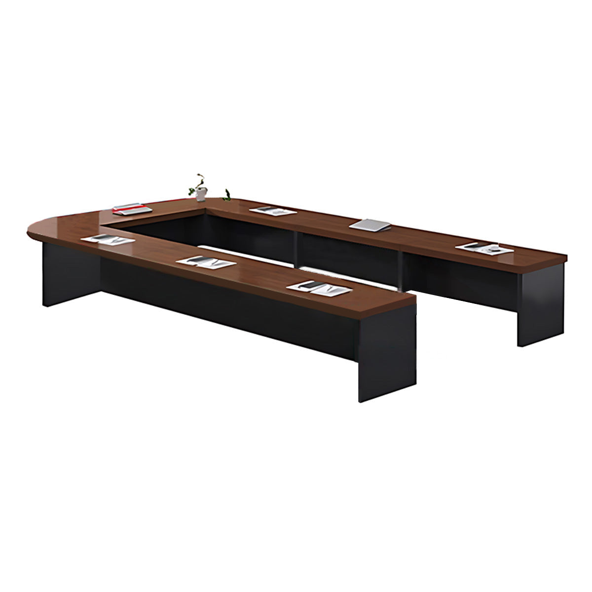 U-Shaped Conference Table 94–299 in Wide (8–25 ft) for 6–24 People with Built-In Power Outlets