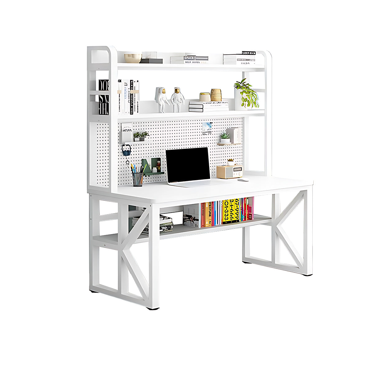 Modern Solid Wood Desk with Multi-Functional Storage & Efficient Organization