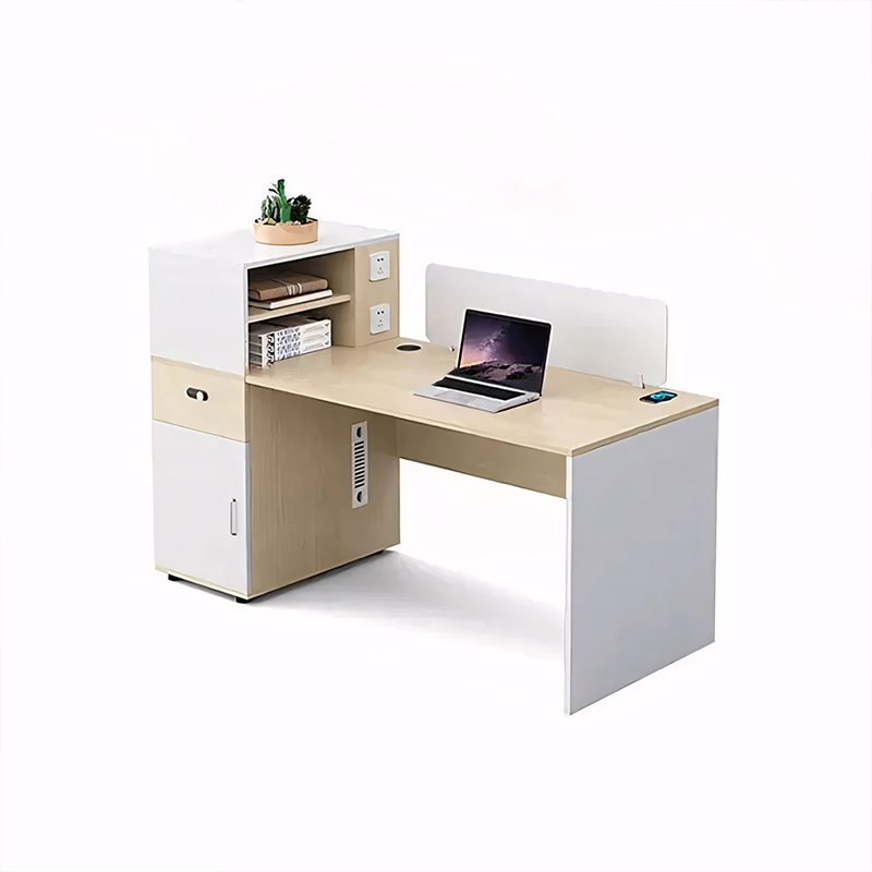 Simple Modern Desk and Chair Set, with Cable Box and Screen Divider