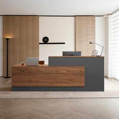 Sleek Premium Reception Desk with Double Surface and Ample Storage for Modern Offices and Lobbies（Stock Items）