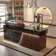 Reception Desk 39–118 in Wide with LED Accent Lighting, File Drawers, Transaction Counter & Marble Top