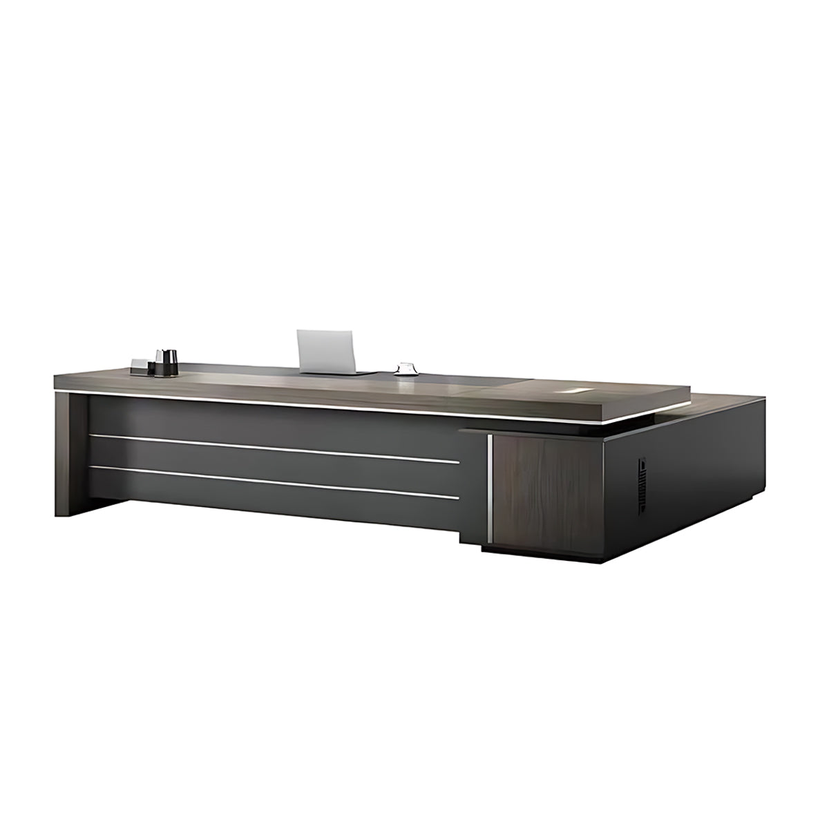 Luxurious L-Shaped Executive Desk with Two-Tone Design