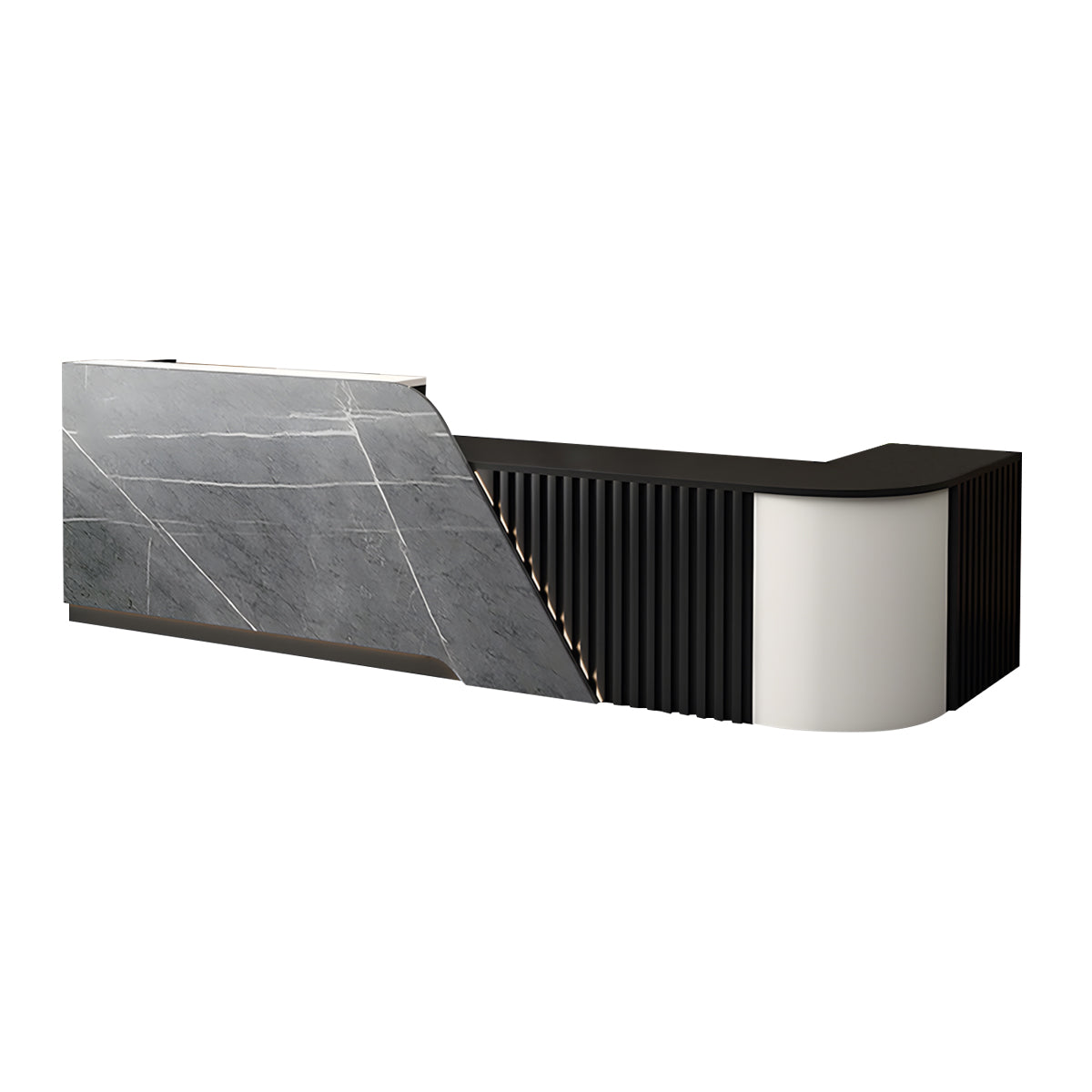 Modern L-Shaped Reception Desk with Storage Cabinet for Office Reception Area（Stock Items）