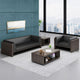 Compact Modern Business Guest Office Sofa, Black in Genuine Leather