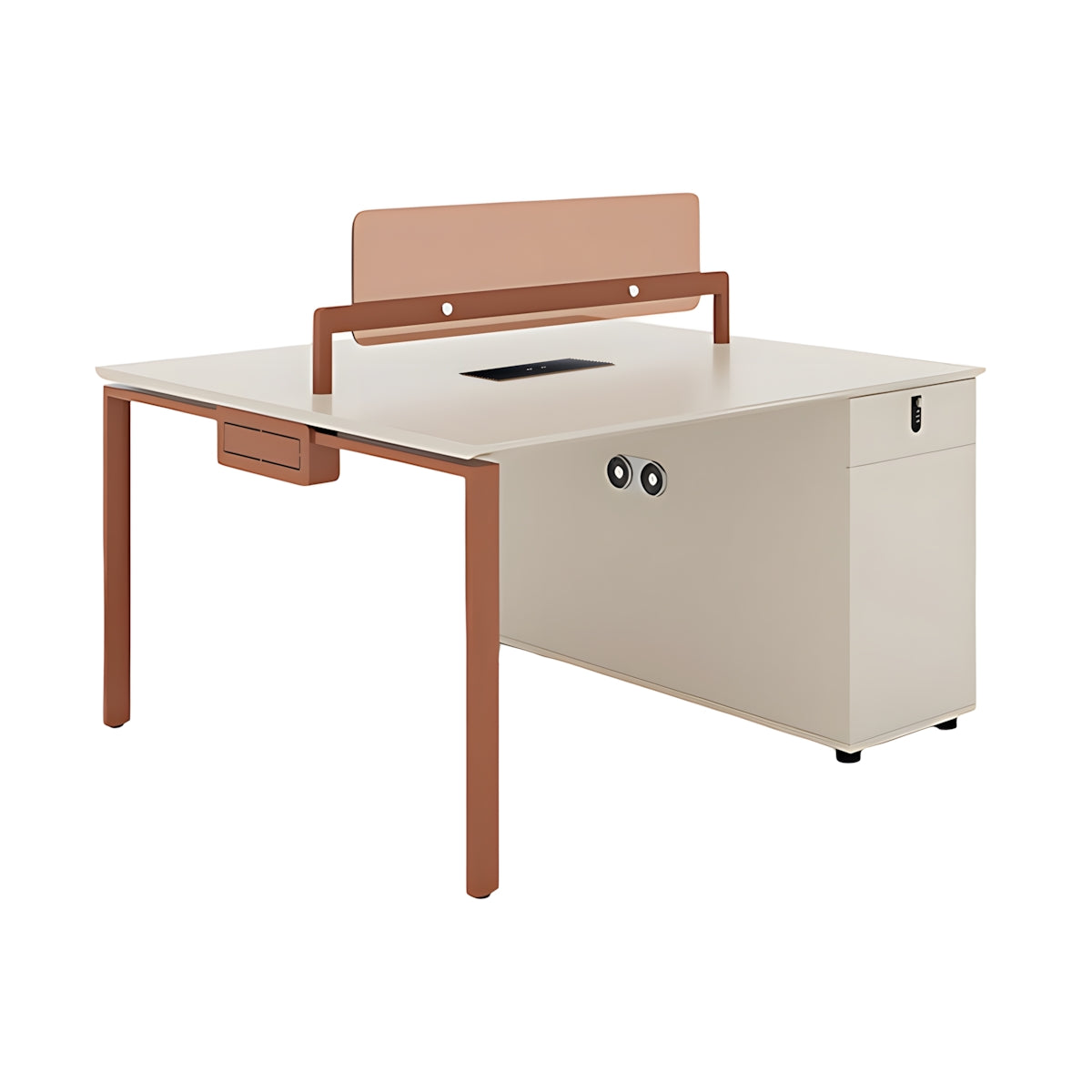 4-Person Open Plan Office Desk with Privacy Panels and Storage Pedestals
