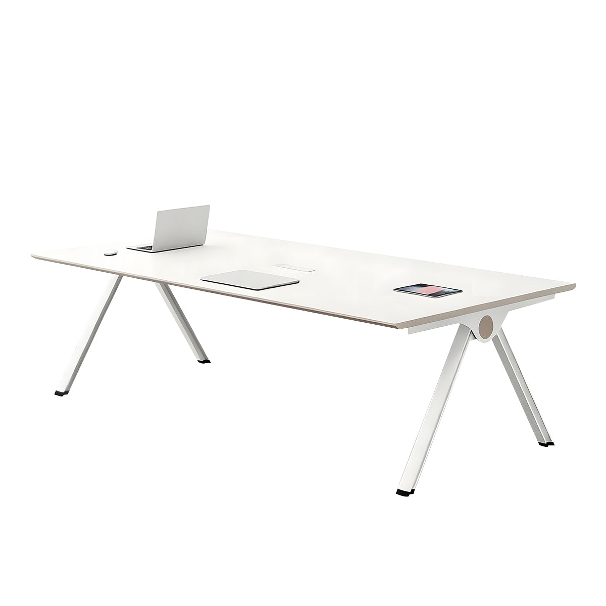 Modern Rectangular Conference Table with Triangular Support Legs