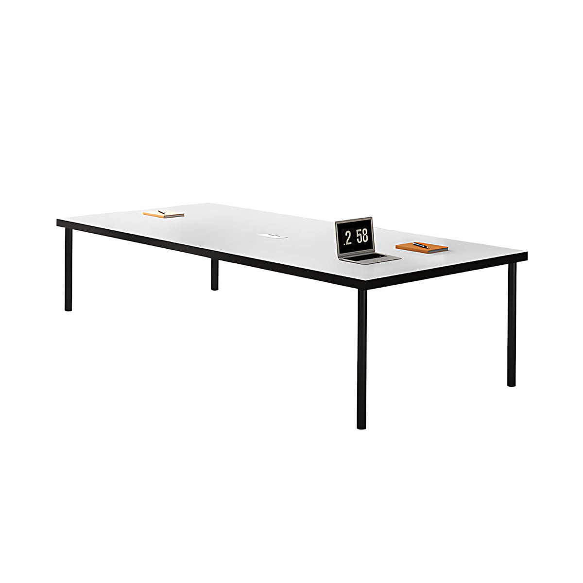 Spacious Conference Table with Built-In Cable Management and Carbon Steel Legs
