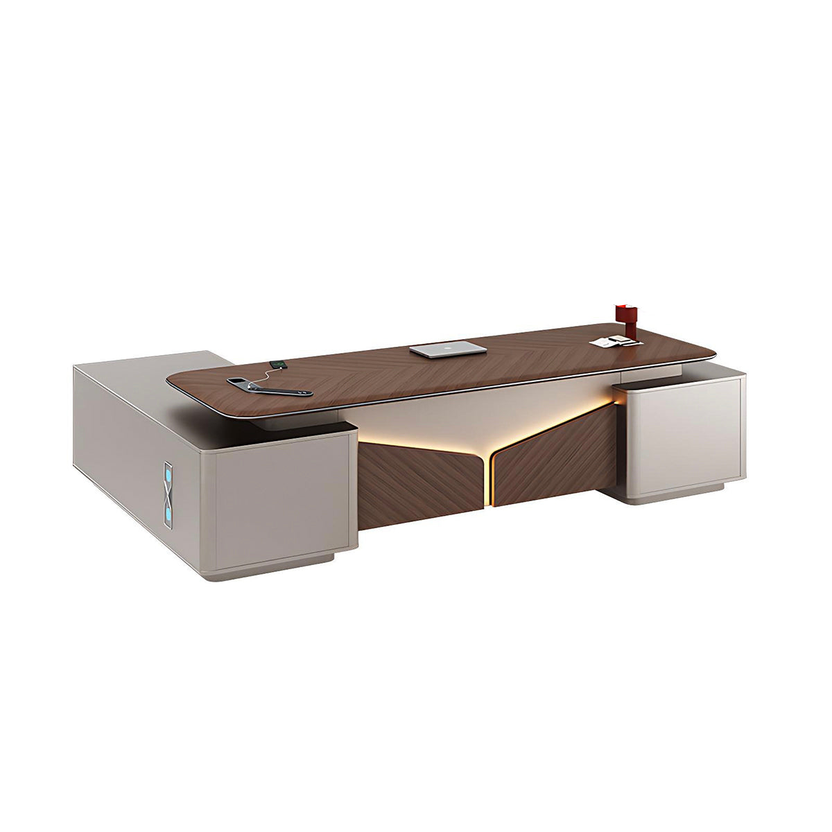 Minimalist Executive Desk Eco-Friendly Panel Side Cabinet and Fingerprint Lock