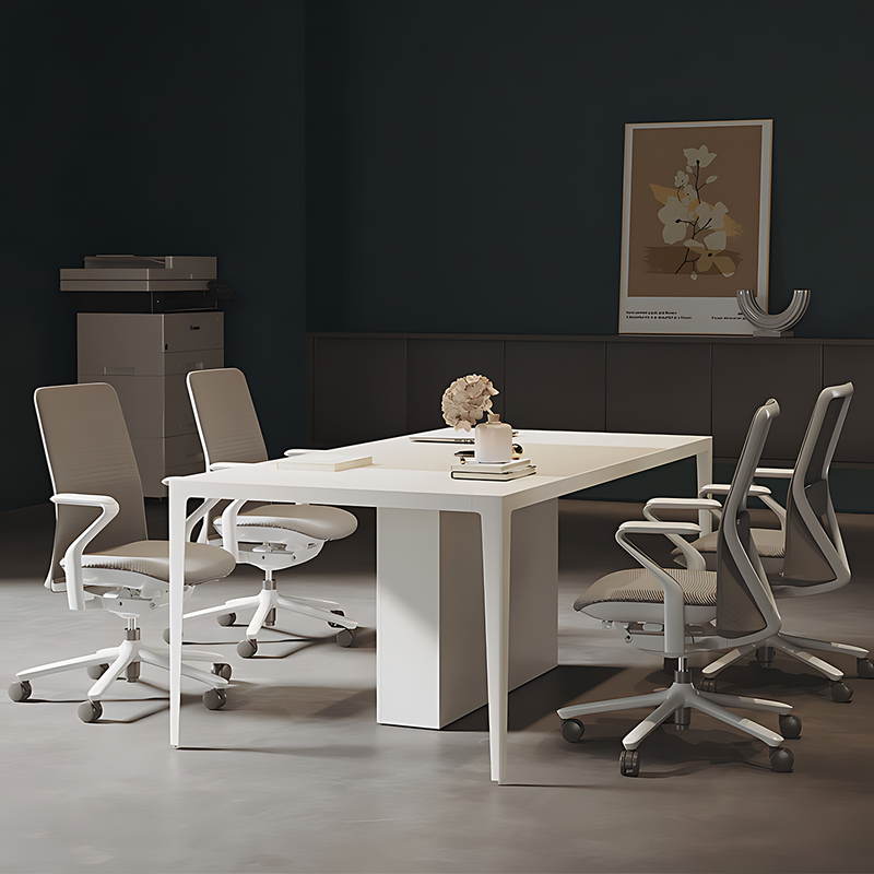 Modern Minimalist Eco Conference Table Thick Top Cable Box Rounded Edges