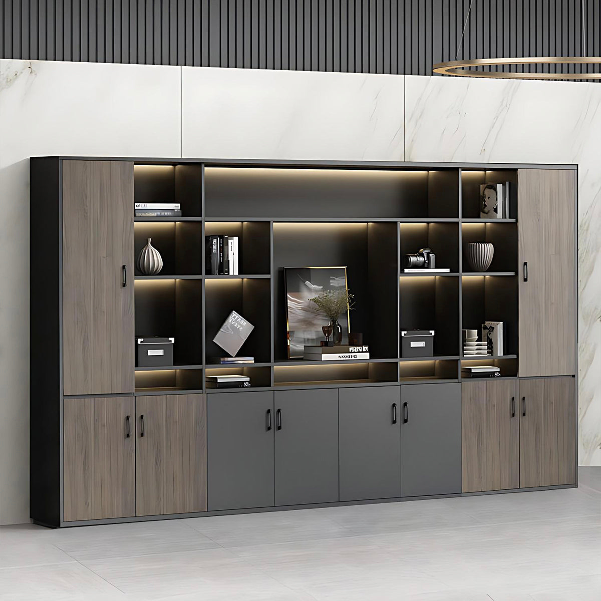 Premium Chic Storage Cabinet with Open & Enclosed Compartments