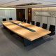 Modern Boat-Shaped Conference Table with Cable Management Ports