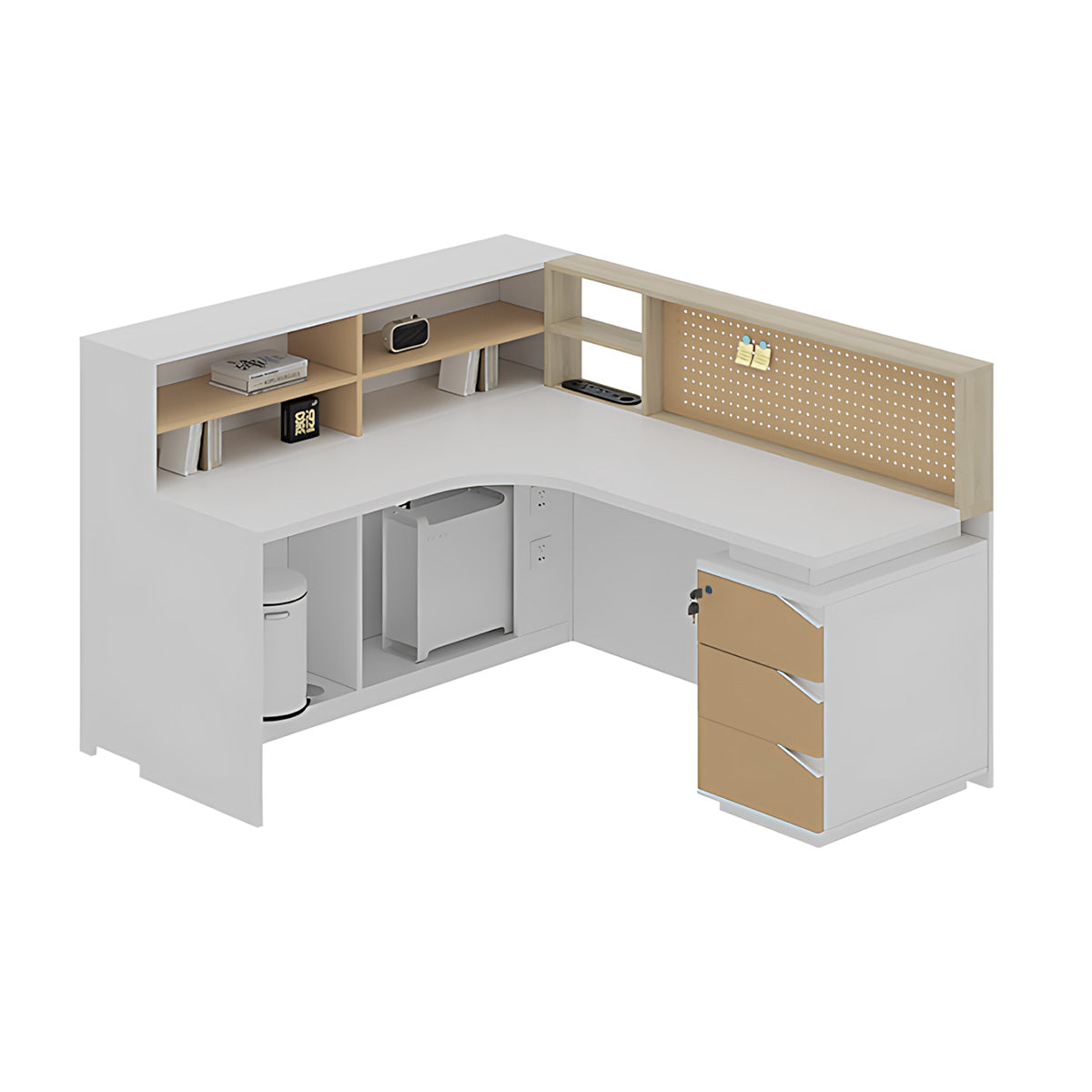 Modern Minimalist Office Desk with Built-In Outlets, Generous Storage, and Cable Management