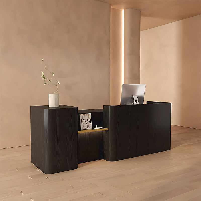 Elegant High-End Reception Desk with Display Shelves and Spacious Storage Compartments