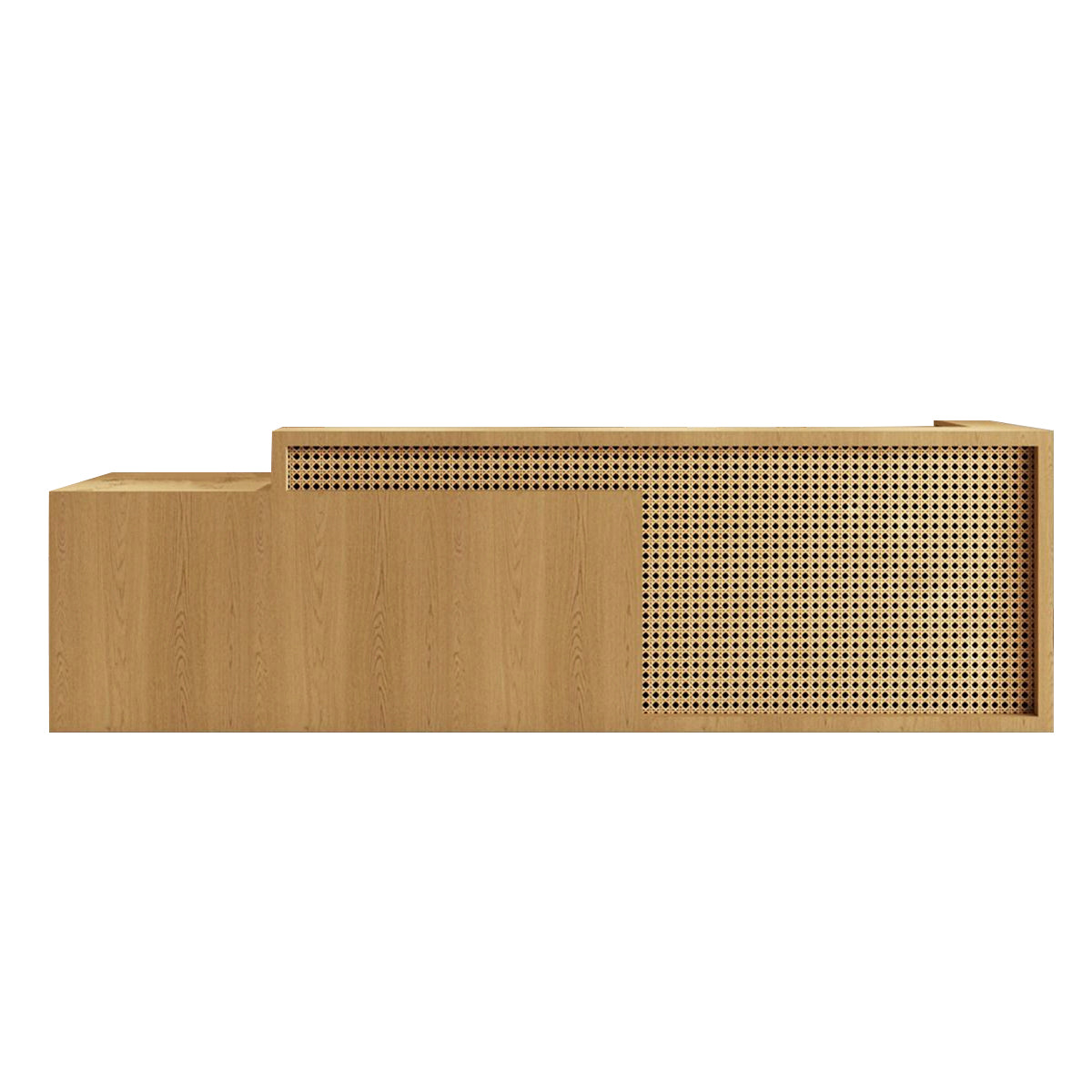 Reception Desk, Wood-Toned Left Transaction Counter, Wood-Toned finish, L59" x W24" x H39", for reception area or front office, commercial reception...