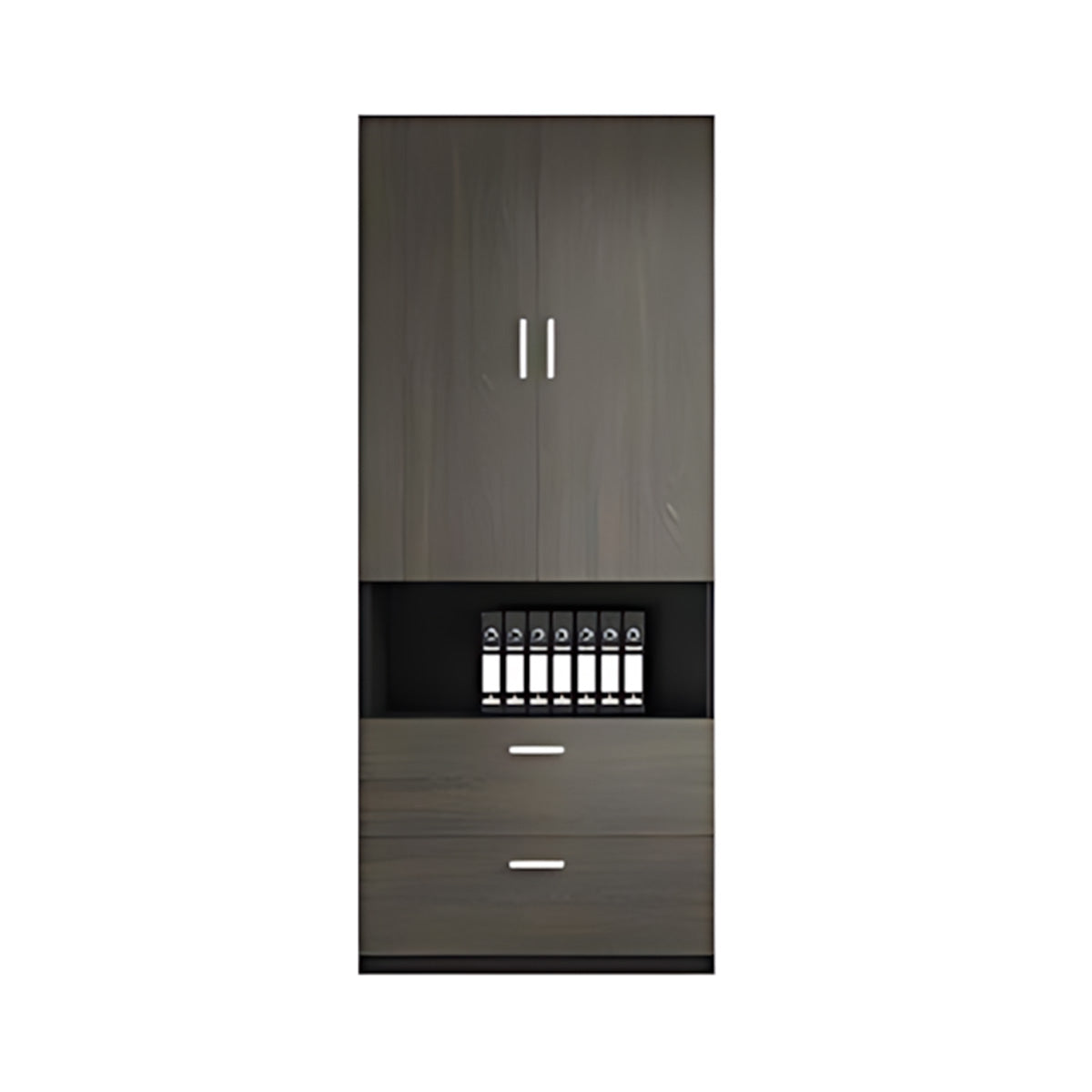 Modern Office Storage Cabinet with Wardrobe, Drawers & Display Shelves
