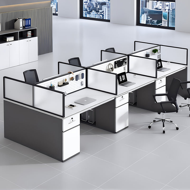 Modern Minimalist Office Desk with Functional Privacy Panels, Ample Storage Space